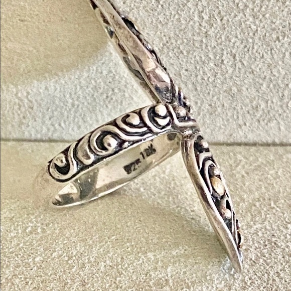 Sterling Silver/18K Diamond Leaf Ring 6 - Picture 2 of 3